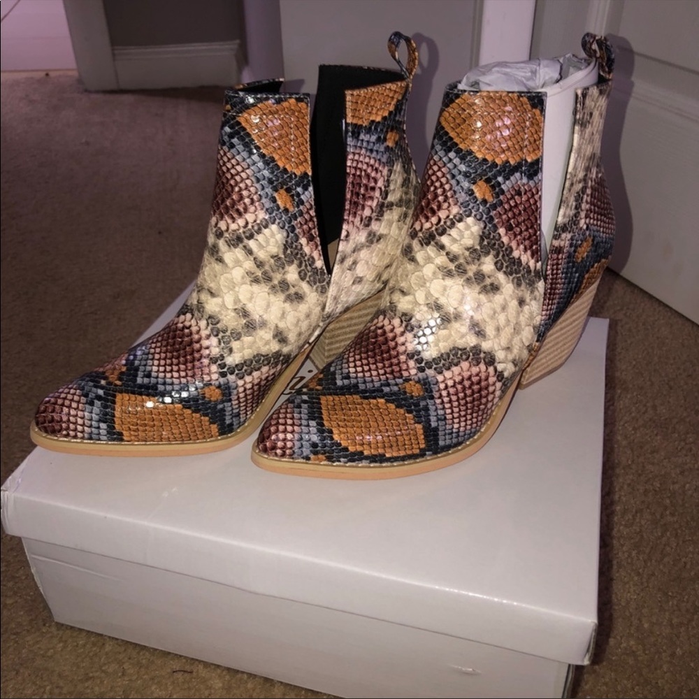 Snakeskin booties